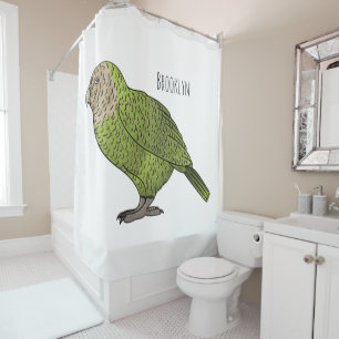 Kakapo bird cartoon illustration  shower curtain