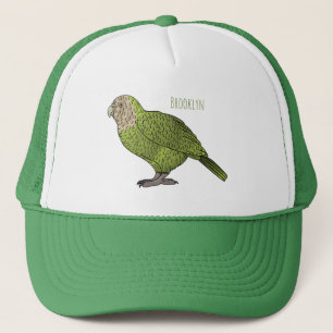 Kakapo bird cartoon illustration trucker hat