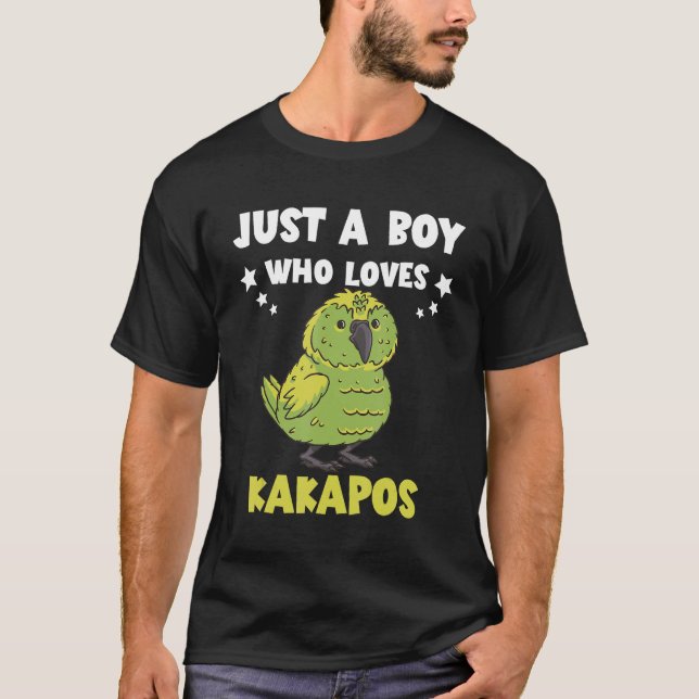 Kakapo Just A Boy New Zealand Kakapo Bird Kakapo P T-Shirt (Front)