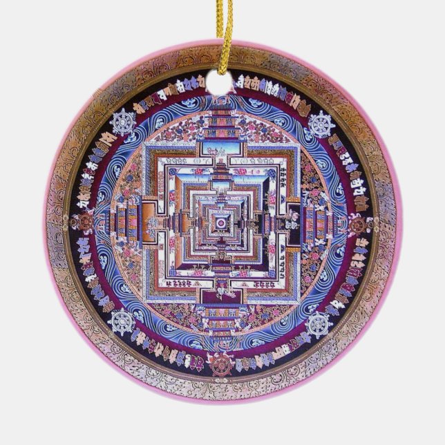 Kalachakra Mandala Ceramic Tree Decoration (Front)