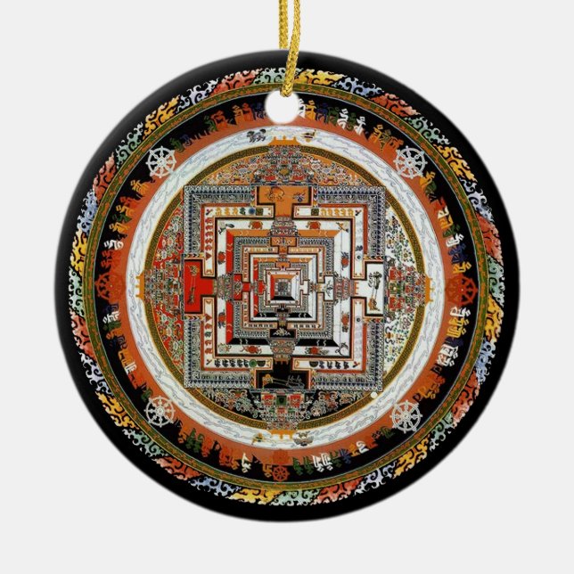 Kalachakra Mandala Ceramic Tree Decoration (Front)