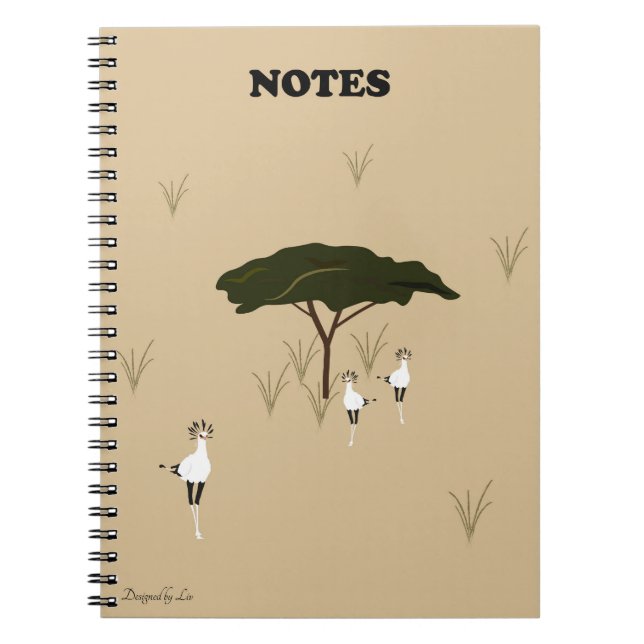 Kalahari Safari Notebook with savannah birds (Front)
