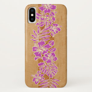 Kalaheo Hawaiian Hibiscus Tapa Faux Wood iPhone X Case