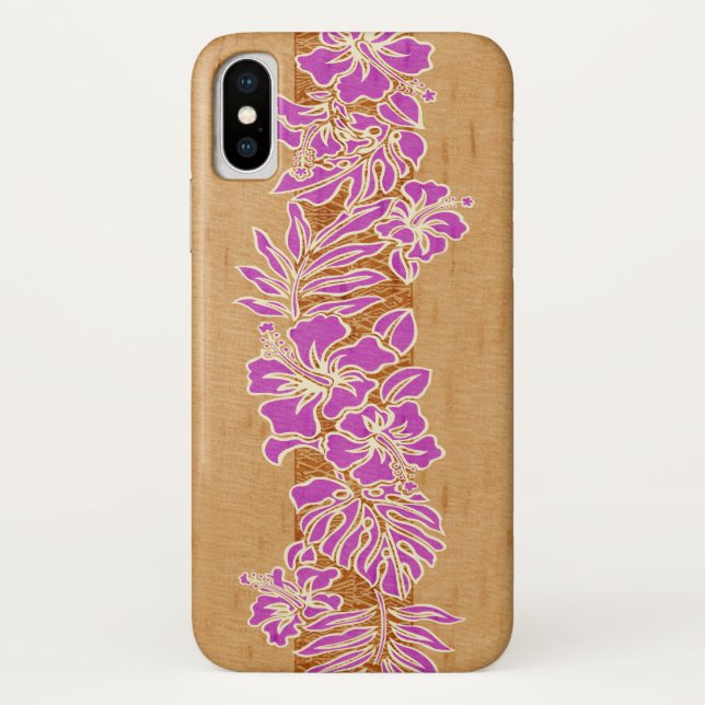 Kalaheo Hawaiian Hibiscus Tapa Faux Wood Case-Mate iPhone Case (Back)