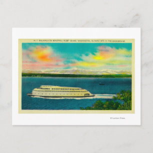 Kalakala Ferry, Puget Sound, Olympic Mountains Postcard