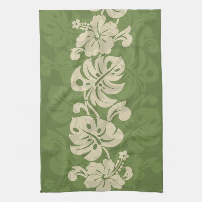 Kalakaua Hawaiian Hibiscus Border KL301 Tea Towel (Vertical)