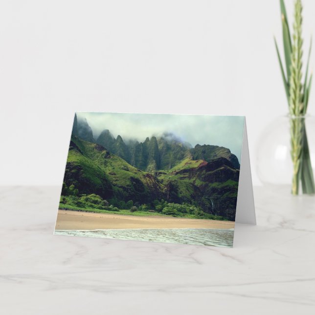 Kalalau Beach & Waterfall Card (Front)