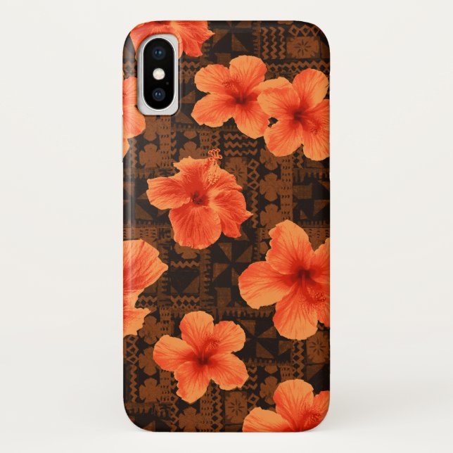 Kalalau Tapa Tropical Hawaiian Hibiscus Case-Mate iPhone Case (Back)