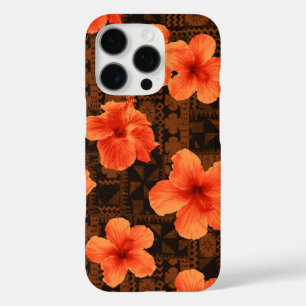 Kalalau Tapa Tropical Hawaiian Orange Hibiscus  iPhone 16 Pro Case