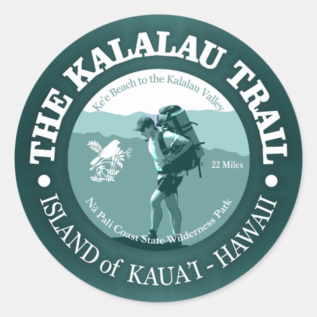 Kalalau Trail Classic Round Sticker (Front)