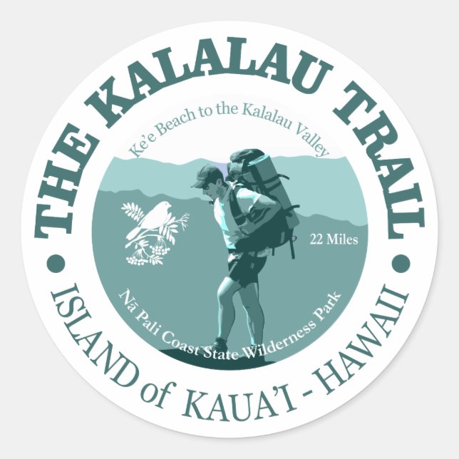 Kalalau Trail Classic Round Sticker (Front)
