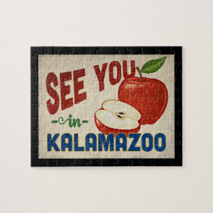 Kalamazoo Michigan Apple - Vintage Travel Jigsaw Puzzle