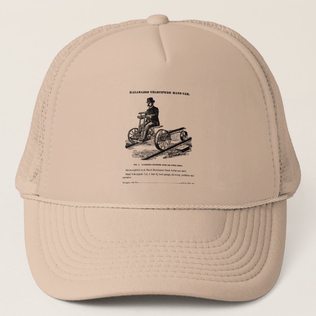 KALAMAZOO Velocipede Railroad Hand Car 1887 Trucker Hat (Front)