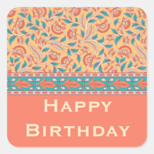 Kalamkari custom greeting  square sticker