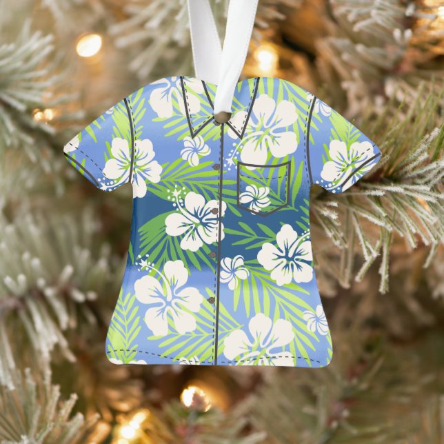 Kalani Tie Dye Blend Tropical Hibiscus Aloha Shirt Ornament (Tree)