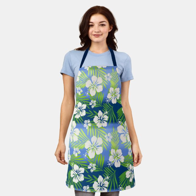 Kalani Tie Dye Blend Tropical Hibiscus - Blue Apron (Worn)