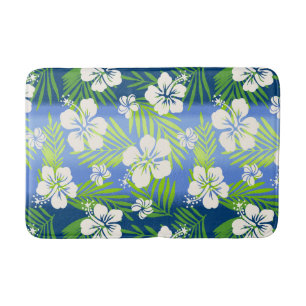 Kalani Tie Dye Blend Tropical Hibiscus - Blue Bath Mat