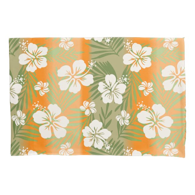 Kalani Tie Dye Blend Tropical Hibiscus - Orange Pillowcase (Front)