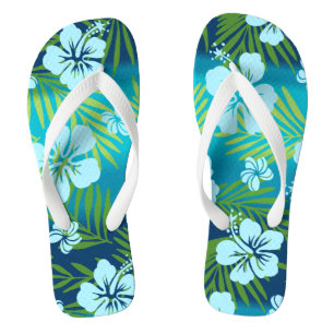 Kalani Tie Dye Blend Tropical Hibiscus - Teal Thongs