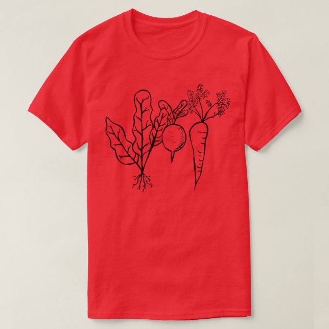 Kale, Beet and Carrot Vegetable  Gardening  T-Shirt (Design Front)