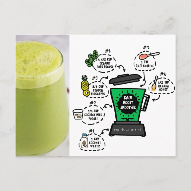 kale boost smoothie recipe postcard (Front)