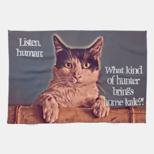 Kale Cat Tea Towel