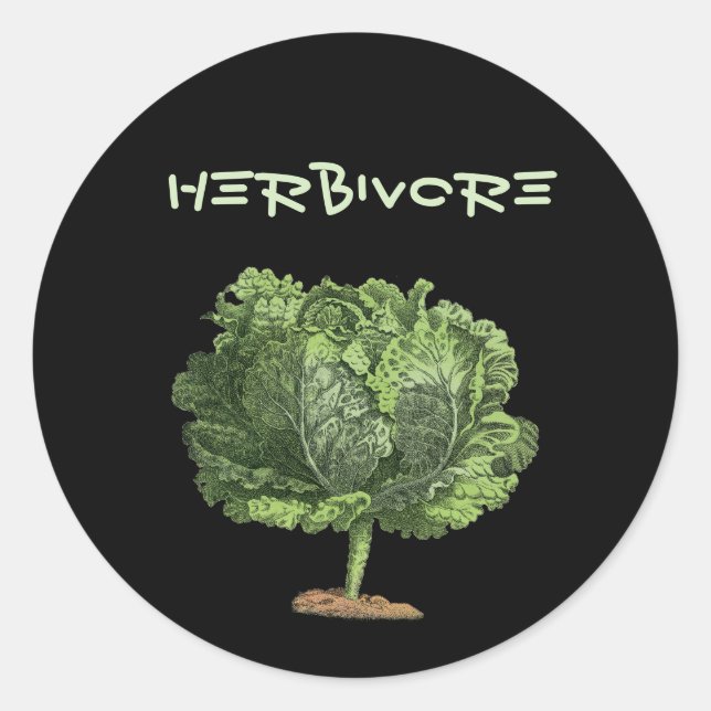 Kale Herbivore Vegan Vegetarian Classic Round Sticker (Front)