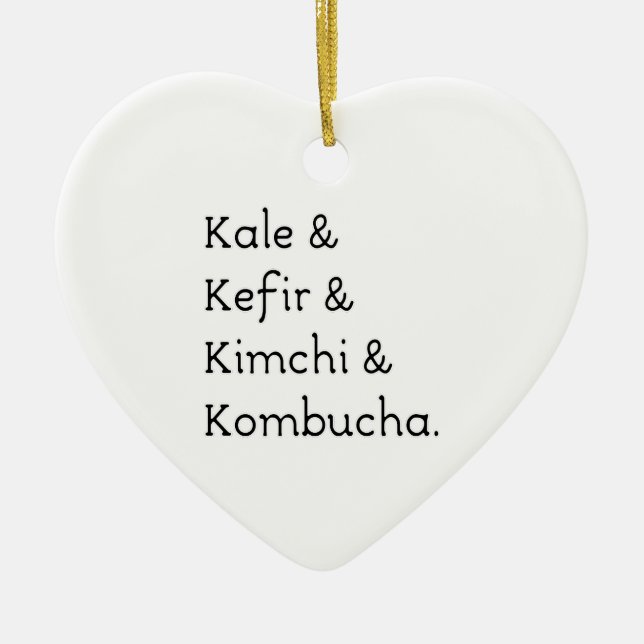 Kale Kefir Kimchi Kombucha Ceramic Tree Decoration (Front)