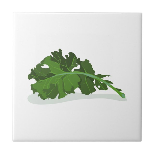Kale Leaf Ceramic Tile (Front)
