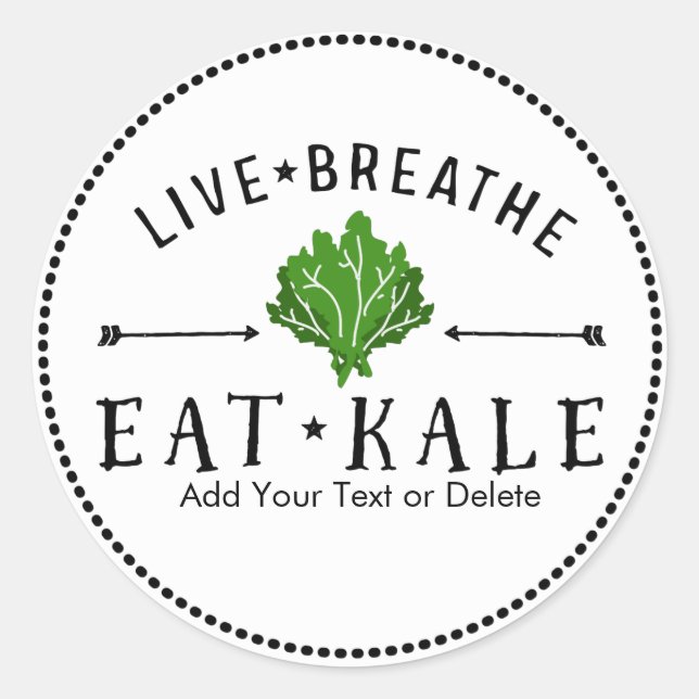 Kale Love Live Breathe Eat Kale Custom Classic Round Sticker (Front)