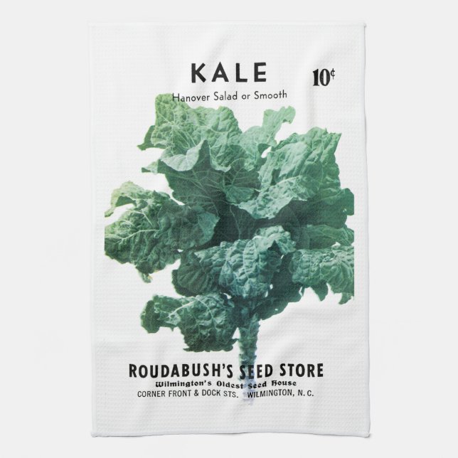 Kale Seed Packet Label Tea Towel (Vertical)