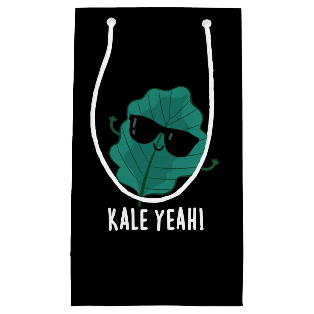Kale Yeah Funny Veggie Pun Dark BG Small Gift Bag (Front)