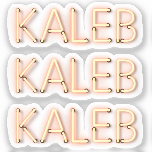 Kaleb Name in Glowing Neon Lights x3 (Front)