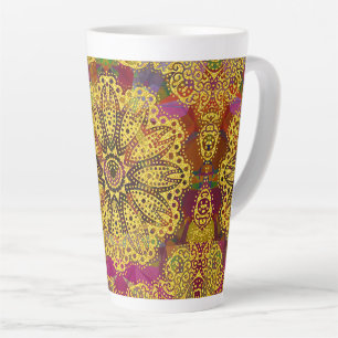 Kaleidocopic Golden Mandala Latte Mug