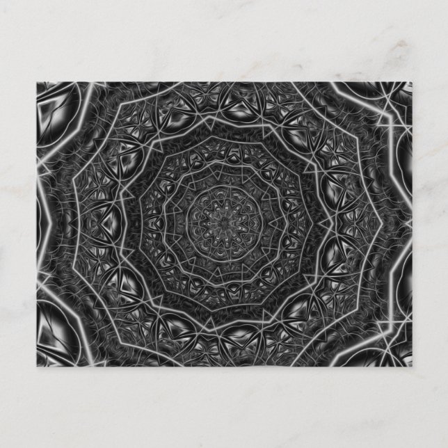 Kaleidoscope 5 black & white geometric pattern postcard (Front)