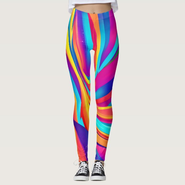 Kaleidoscope Abstract Burst Artwork Leggings (Front)