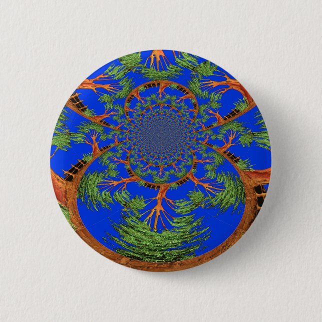 Kaleidoscope Acacia Tree Art Print/Graphic 6 Cm Round Badge (Front)