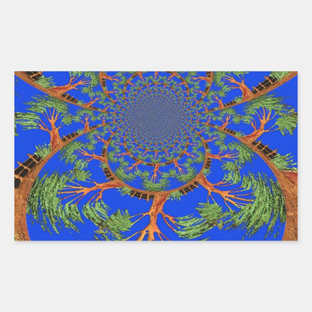 Kaleidoscope Acacia Tree Art Print/Graphic Rectangular Sticker (Front)