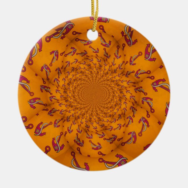 Kaleidoscope Anchor Art Print Ceramic Ornament (Front)
