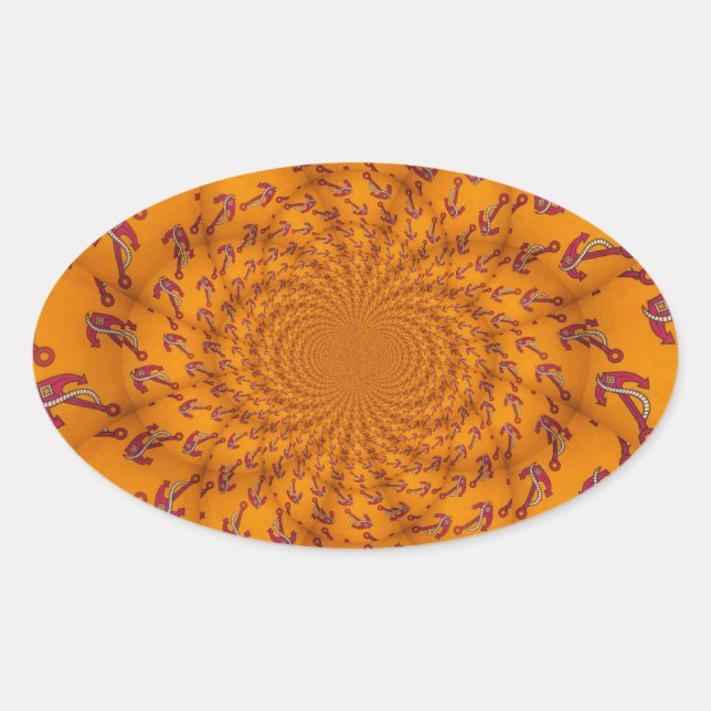 Kaleidoscope Anchor Art Print Oval Sticker (Front)