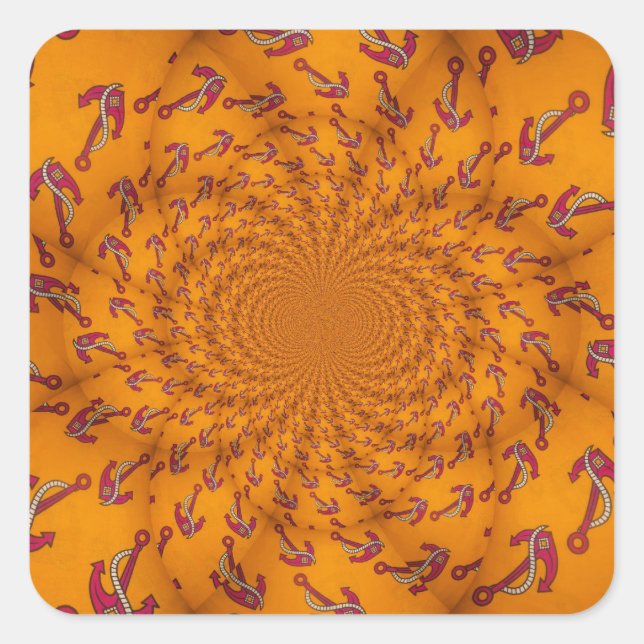 Kaleidoscope Anchor Art Print Square Sticker (Front)