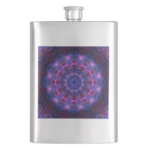 Kaleidoscope Apophysis Mandala Hearts Hip Flask