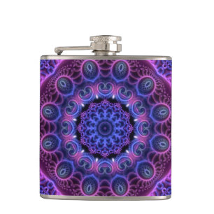 Kaleidoscope Apophysis Mandala Hearts Hip Flask