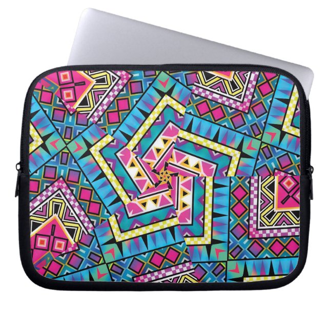 Kaleidoscope Aztec inspired pattern Laptop Sleeve (Front)