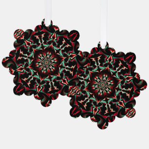 Kaleidoscope Beautiful Pattern Black Red Tree Decoration Card