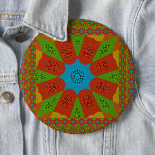 Kaleidoscope Bloom A Vibrant African Print Colour  6 Cm Round Badge