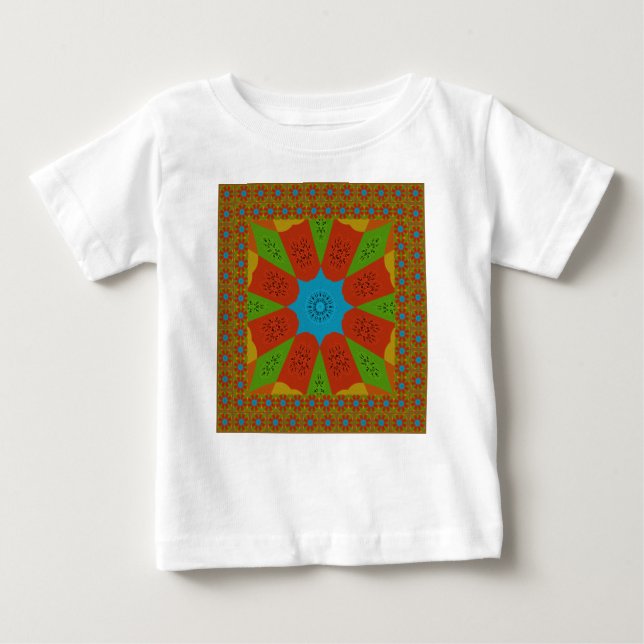 Kaleidoscope Bloom A Vibrant African Print Colour  Baby T-Shirt (Front)