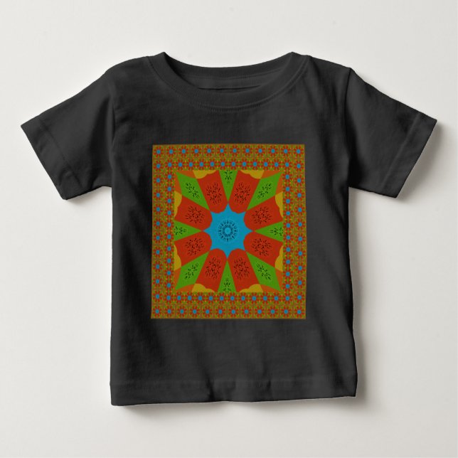 Kaleidoscope Bloom A Vibrant African Print Colour  Baby T-Shirt (Front)