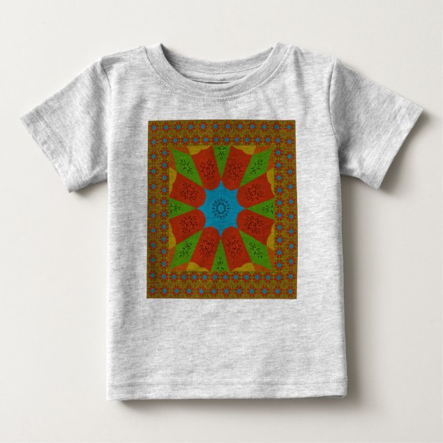 Kaleidoscope Bloom A Vibrant African Print Colour  Baby T-Shirt (Front)