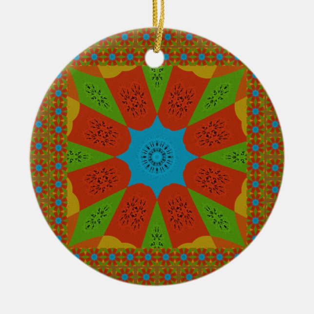 Kaleidoscope Bloom A Vibrant African Print Colour  Ceramic Ornament (Front)